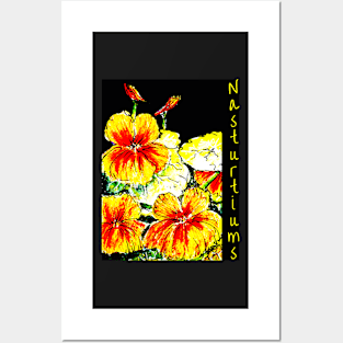 Nasturtiums on Black no Happy Birthday Posters and Art